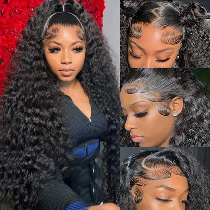 Bling Hair Fashion 13x4 13x6 Deep Wave HD Lace Front Wig Human Hair 180% density Transparent Lace Frontal Wigs For Women Real Hair Wigs PrePlucked Lace Front Wig