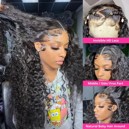 Bling Hair Fashion 13x4 13x6 Deep Wave HD Lace Front Wig Human Hair 180% density Transparent Lace Frontal Wigs For Women Real Hair Wigs PrePlucked Lace Front Wig